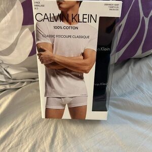 Calvin Klein White and Black 3-Pack Cotton Crew T-Shirts
